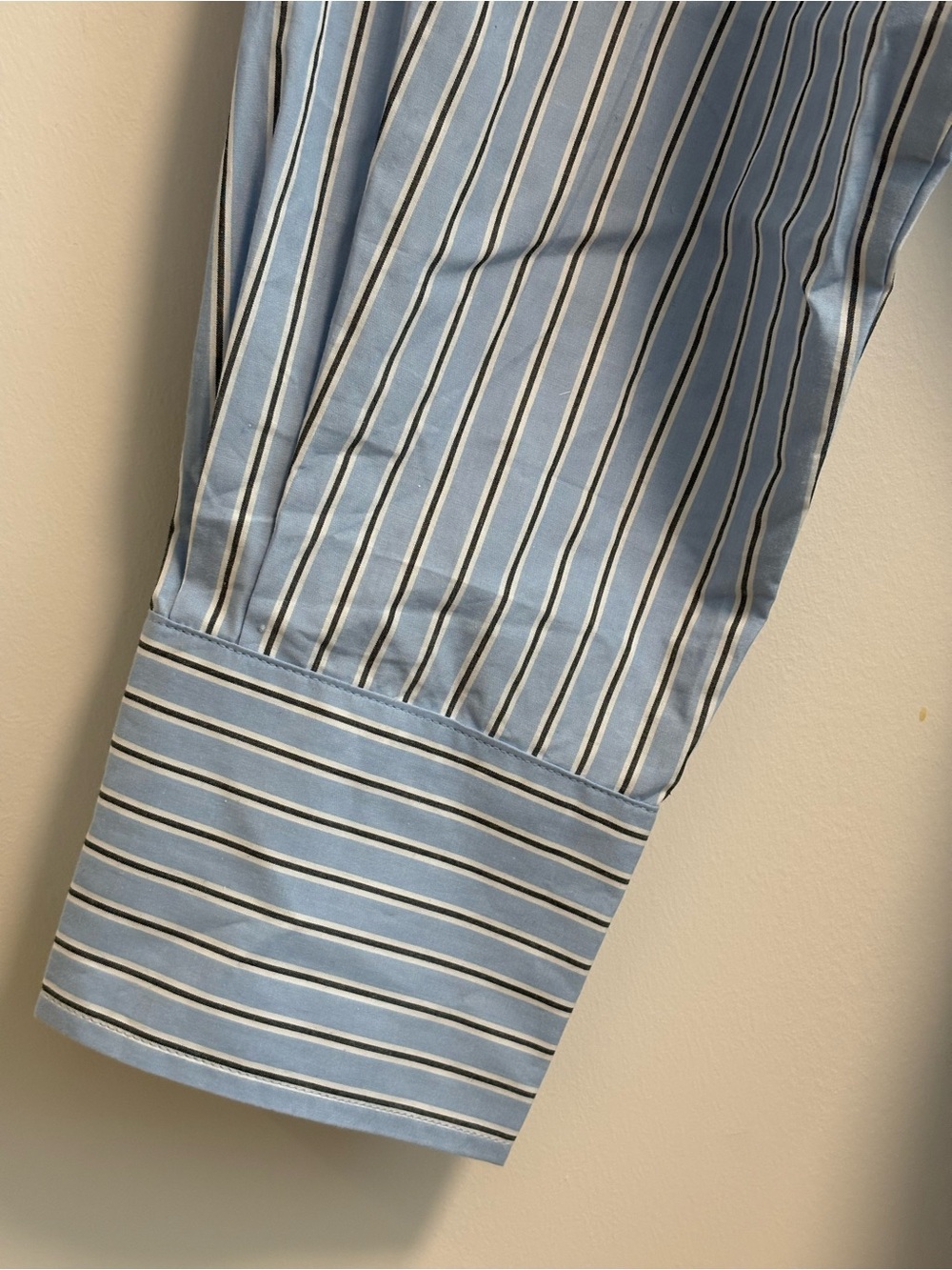 Classic Blue Stripe Long Sleeve Shirt Dress with Tie Detail - Picture 6 of 11